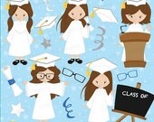 80% OFF SALE Graduation girls clipart commercial use, vector graphics, digital clip art, digital images - CL670 Il_170x135