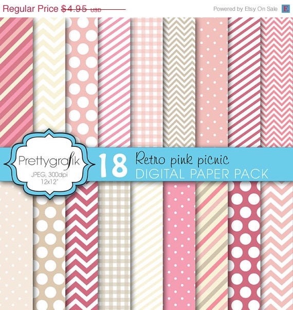 60% OFF SALE 18 bright colors digital paper, commercial use, scrapbook papers, background chevron, gingham, stripes - PS619 Il_570xn