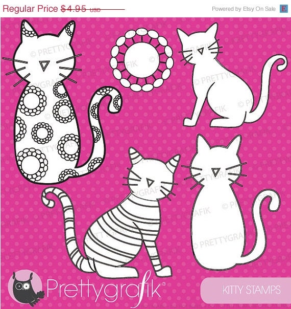80% OFF SALE Kitty digital stamp commercial use, vector graphics, digital stamp, digital images - DS400 Il_570xn