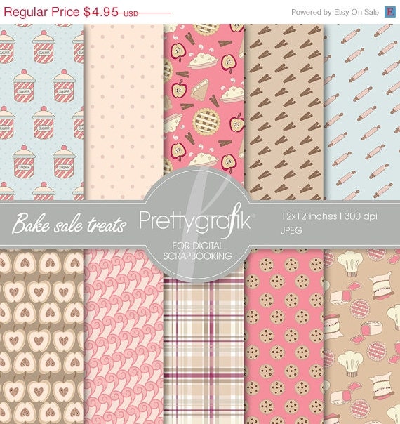 80% OFF SALE Bake sale treats digital paper, commercial use, scrapbook papers, background - PS524 Il_570xn