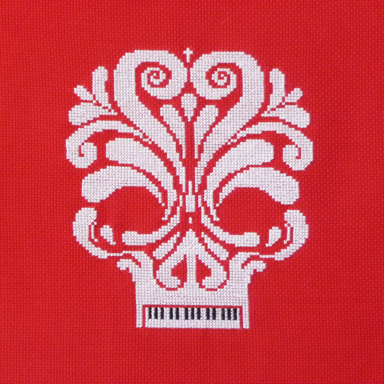 Piano Sugar Skull Cross Stitch Pattern