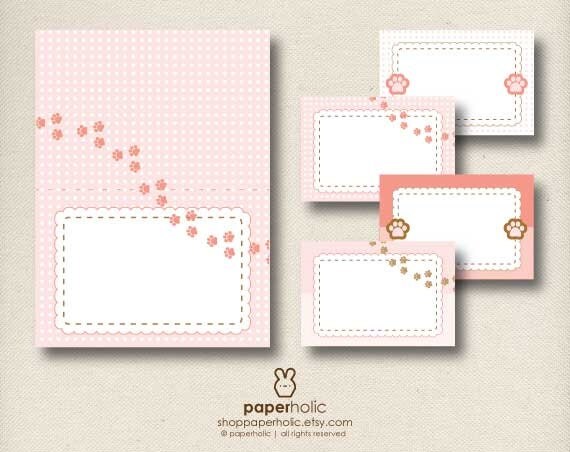 PRINTABLE Paw Print Tent Cards - PDF by Paperholic Il_570xn