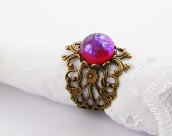 Vintage Style Dragons Breath Filigree Ring.Art Nouveau Style Filigree Dragons Breath Ring ,Gift For Her, Valentine Gift For Her,
