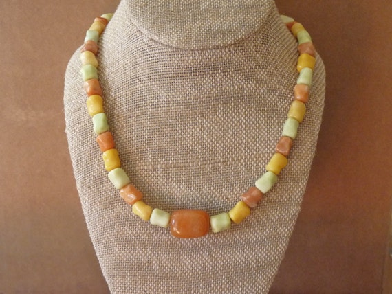 Rosa Marble, Multi-Calcite, Peridot Jasper and Red Aventurine Natural Stone/Gemstone Bead Necklace - 'Not For Dog Lovers Only'