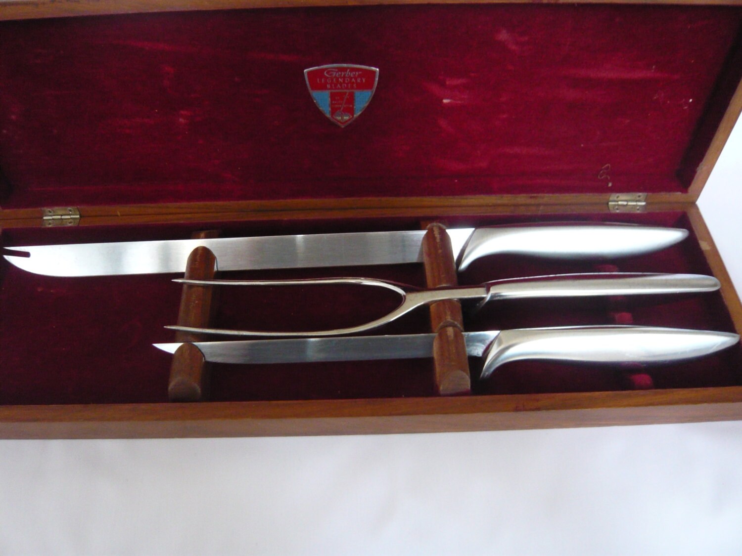 Vintage 3 Piece Gerber Legendary CARVING SET Cased by TeacupsNMore