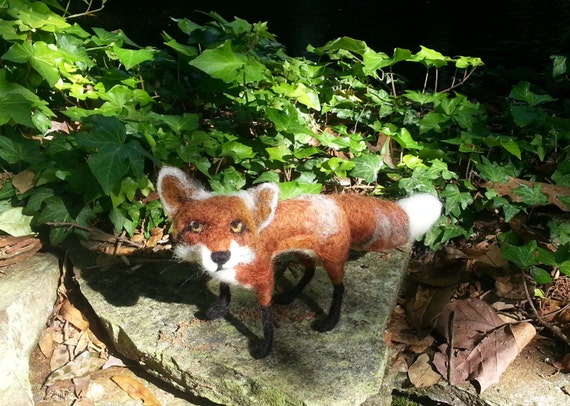 Needle Felted Fox Poseable Soft Sculpture of Red by MyBuddyBling