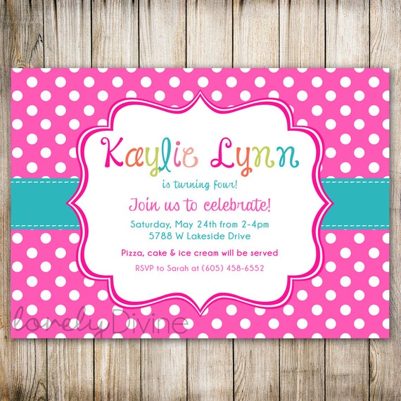 Polka Dot Birthday Party Invitations 3