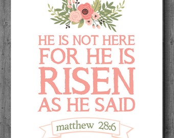 Easter Print - Instant Download - He is Risen - 8x10 - 16x20