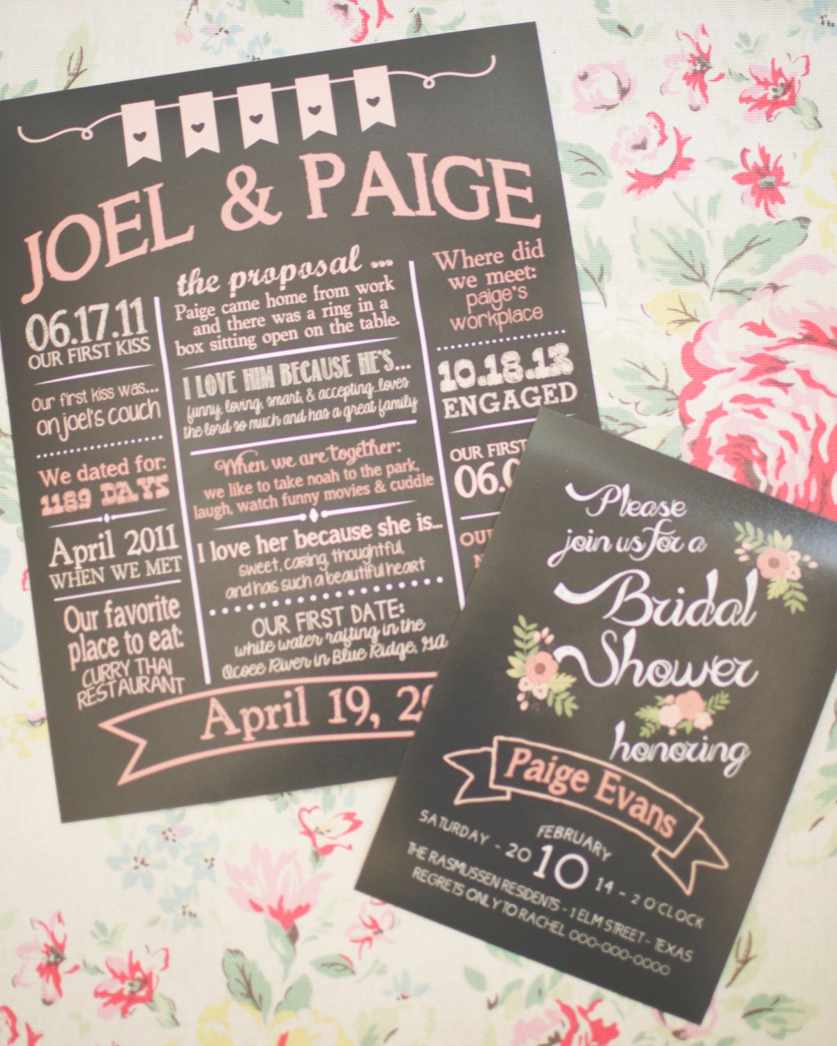 Wedding or Bridal Shower Chalkboard Sign All About Us