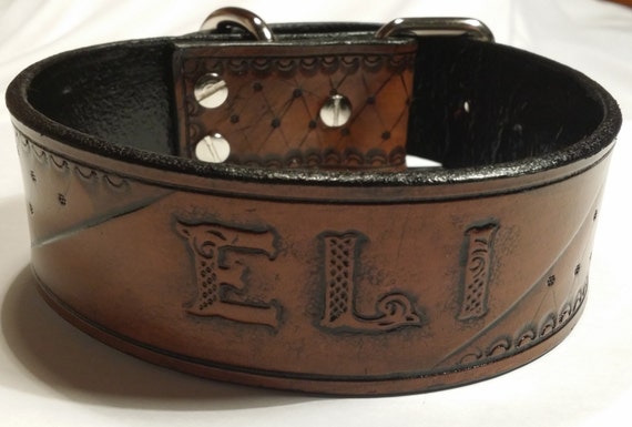 Custom Heavy Duty Personalized Name Leather Dog Collar 1