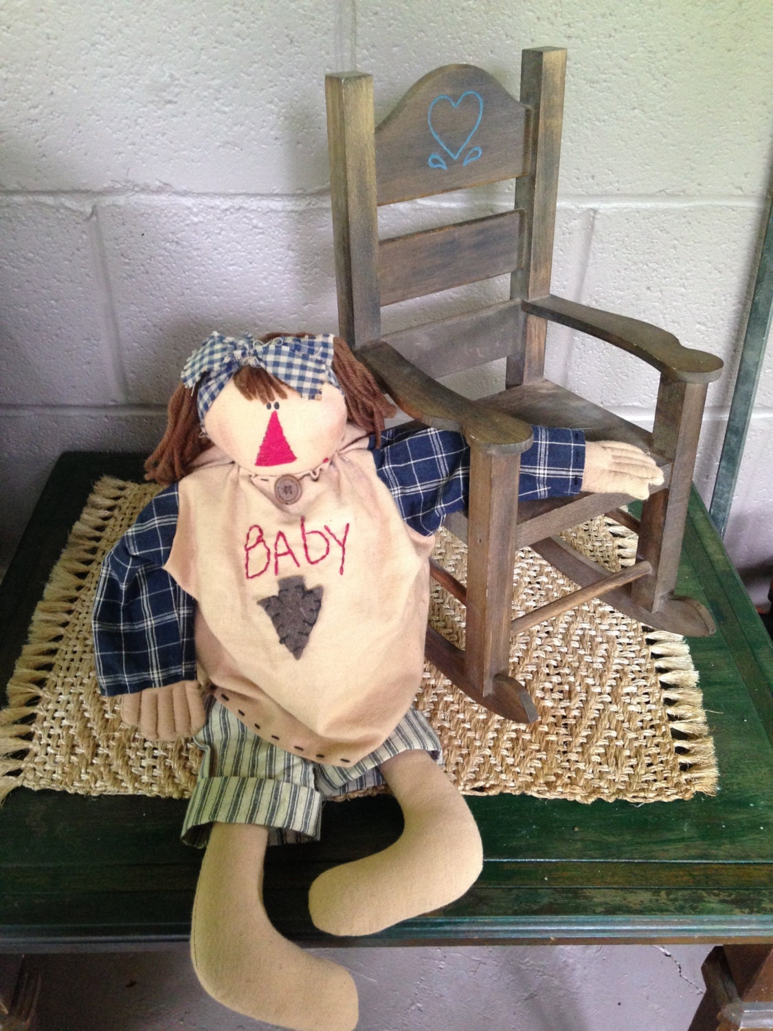 Expecting Mama Rag Doll & Rocker ~ Primitive Rocking Chair ‘n Pregnant ...