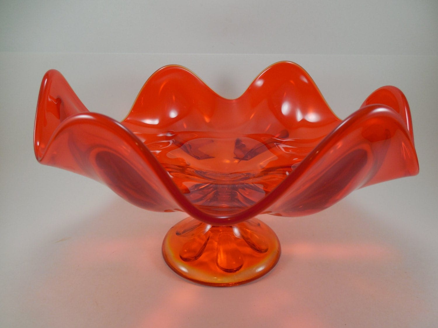 Vintage Viking Glass Epic Orange Amberina Bowl Persimmon