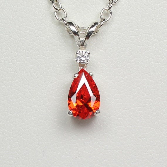 Mexican Fire Opal Necklace / Pendant Sterling Silver by TSNjewelry