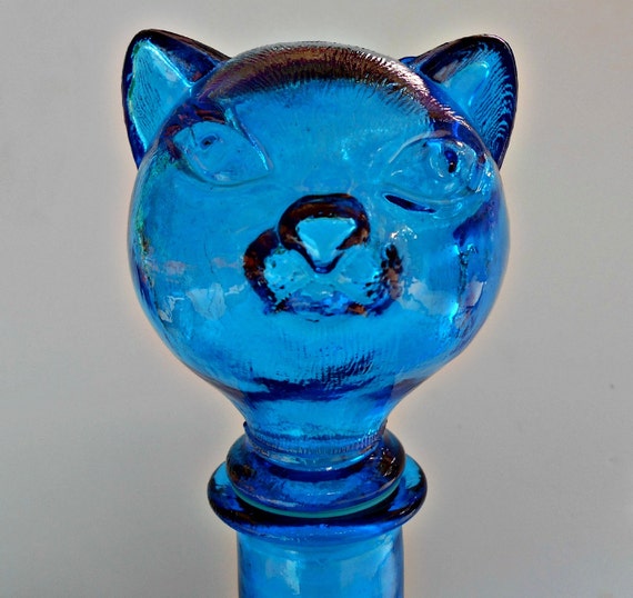 Cat Decanter BottleTextured Glass Bottle Siamese Carnival