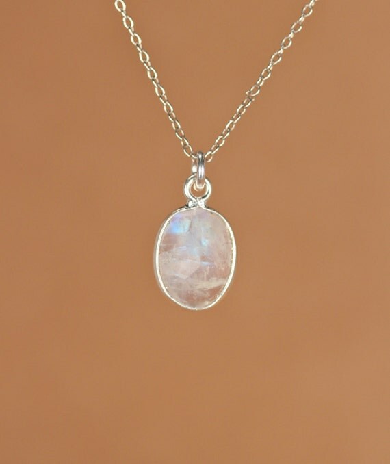 Moonstone Necklace Silver Moonstone June Birthstone By Buburuby