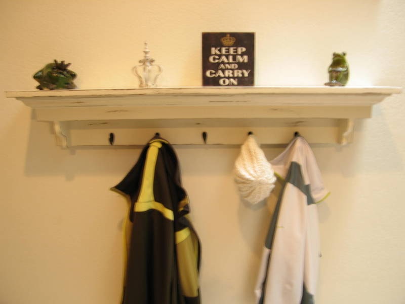 Coat Hook Shelf in Antique White Entryway Shelf with Hooks