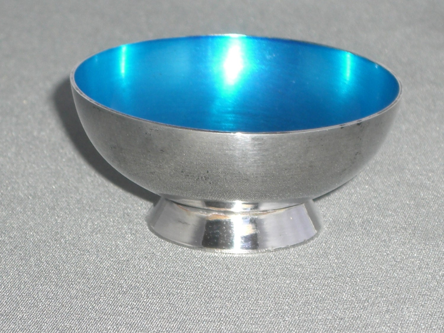 Sterling Silver Salt Blue Enameled Bowl Danish Haute Juice