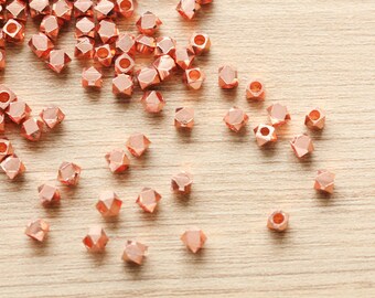 25 pcs of Geometric Polygon Rose gold Plated color Brass Jewelry Beads - 5mm