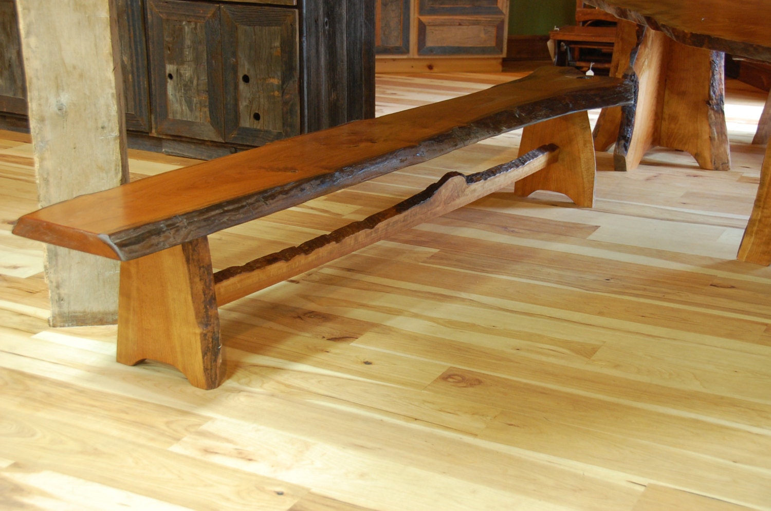 Live Edge Cherry Slab Bench by on Etsy