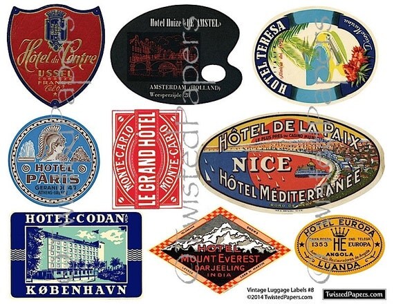 9 luggage labels vintage international travel luggage labels