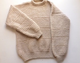 Chunky Knit Sweater - Oversized Irish Fishermans Style Sweater - Ivory ...