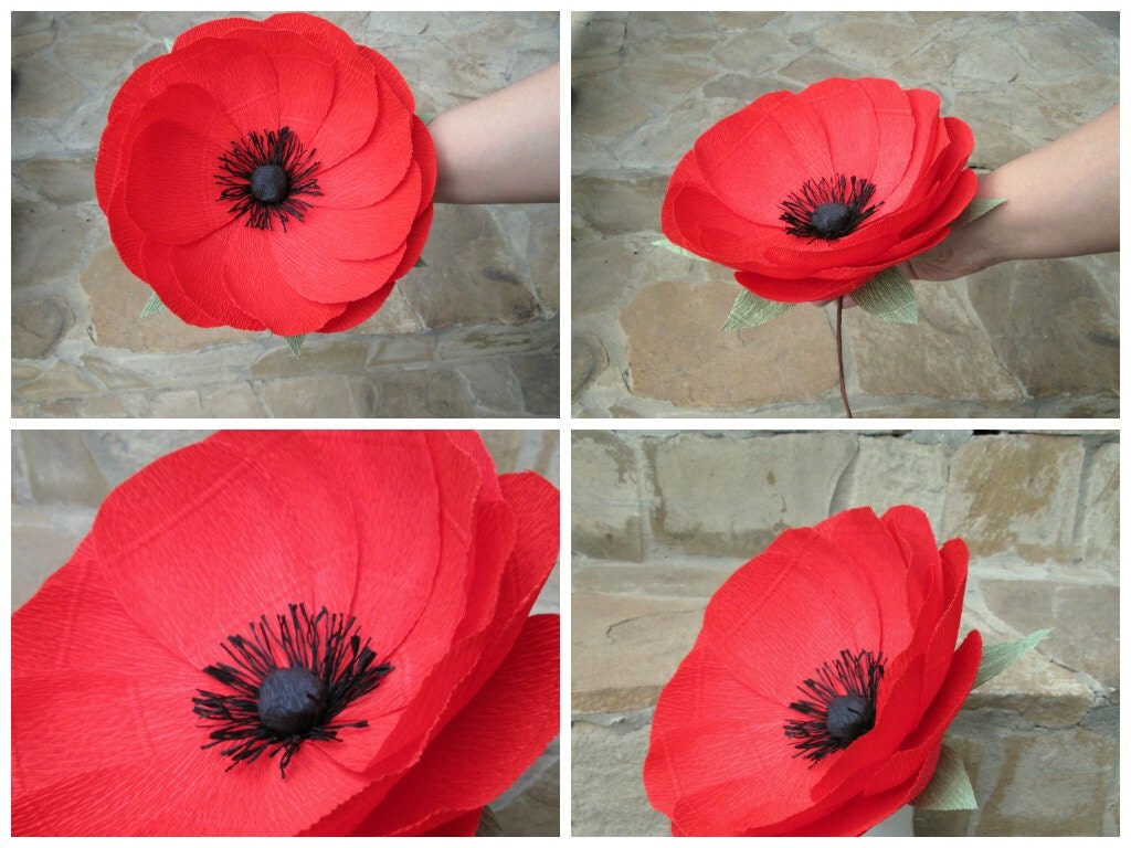 Red Paper Poppy/Giant Paper Flower/Giant Paper Poppy/Wedding