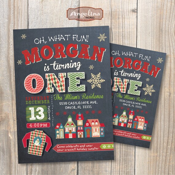 Ugly Sweater Birthday Party Invitation. DIY card. by AngelinaWorks