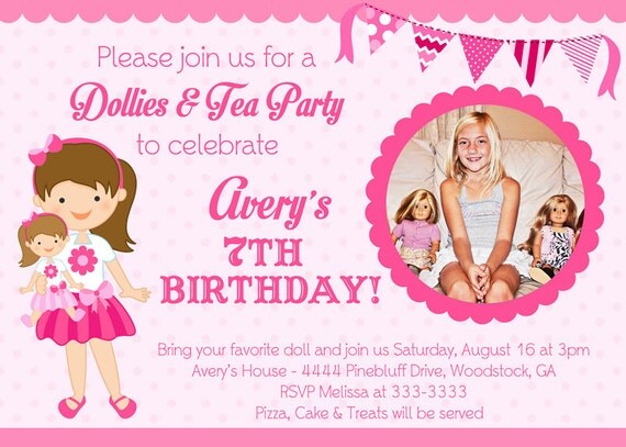 Dolly Tea Birthday Party Invitation - Printable Il_570xn