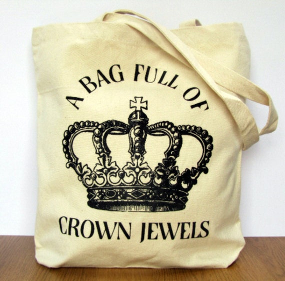 canvas tote bag. Royal, crown jewels, modern, quirky, typography tote ...