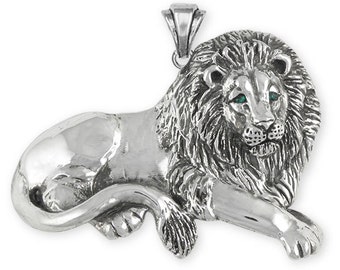 Solid Large Sterling Silver Lion Pendant - LION7-P