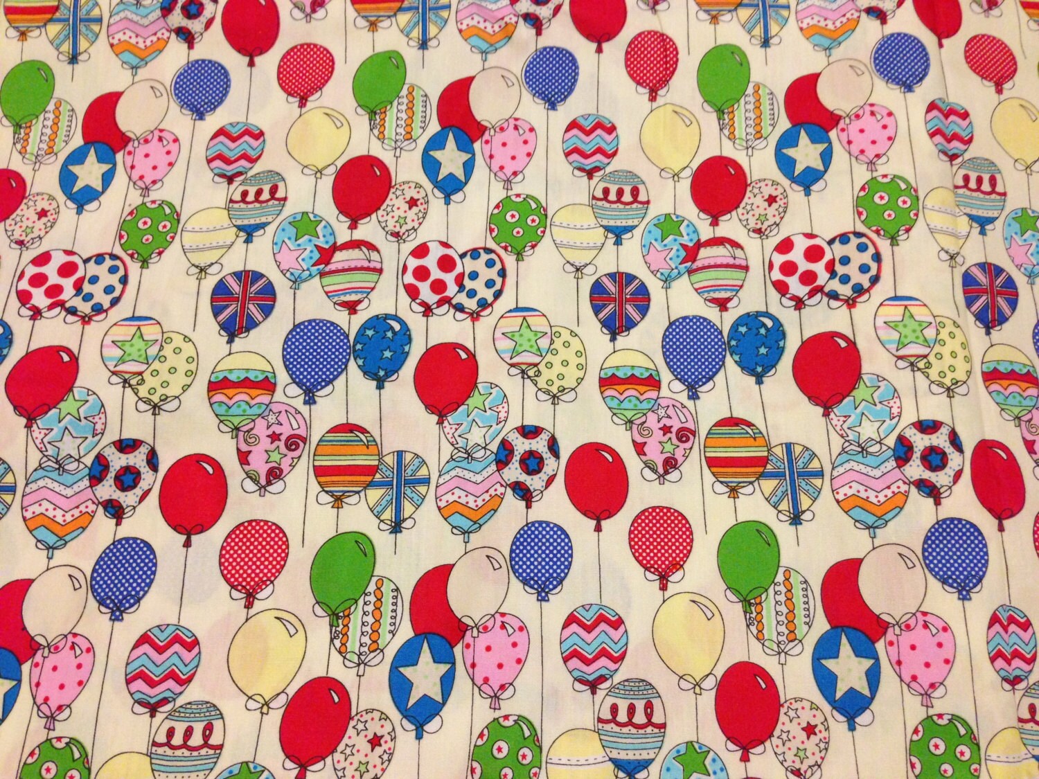 SALE Party Balloons cotton fabric / cream cotton fabric one