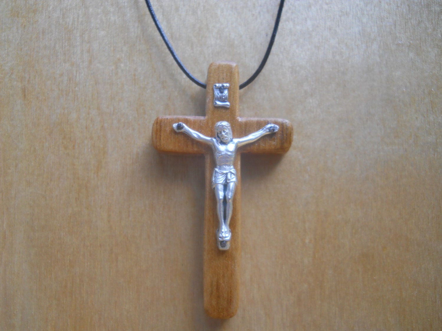 Wooden Crucifix Necklace