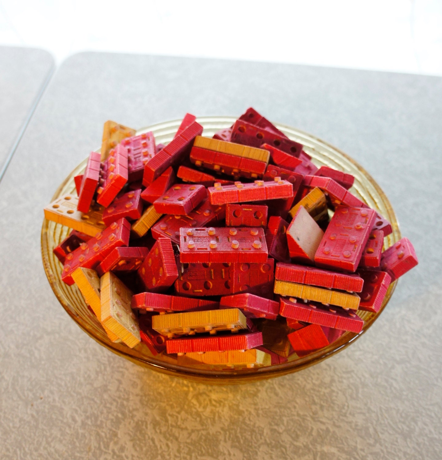 vintage American Brick wooden toy building blocks Halsam Toy