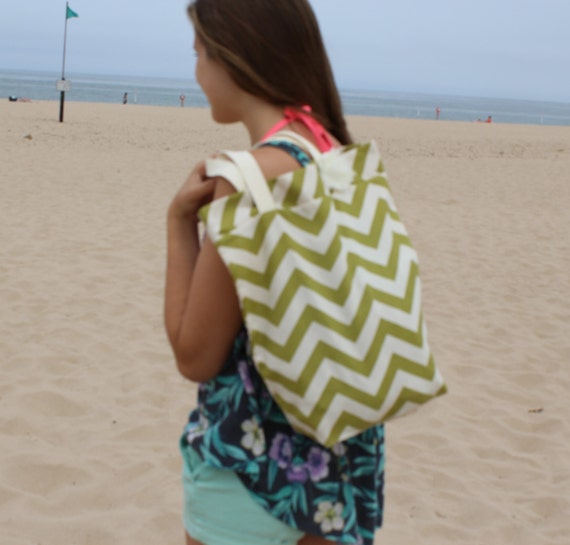 Beach bag - Bridesmaid Tote - Green Chevron Tote Bag - Bridesmaid Gift