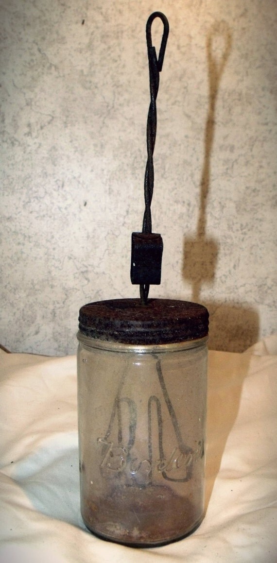 Items similar to Antique Glass Jar Egg Beater Hand Mixer on Etsy
