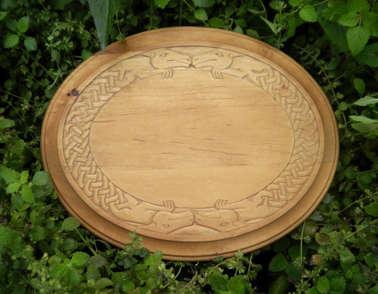 Celtic Knot Wood Carving Hand Carved Beast Platter Serving