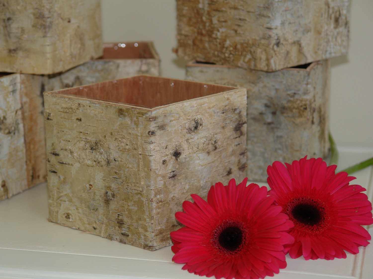 birch bark vases wood boxes square wedding flower pot