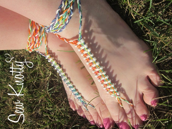 Raimbow Hemp Barefoot Sandals by SewKnottyCreations on Etsy