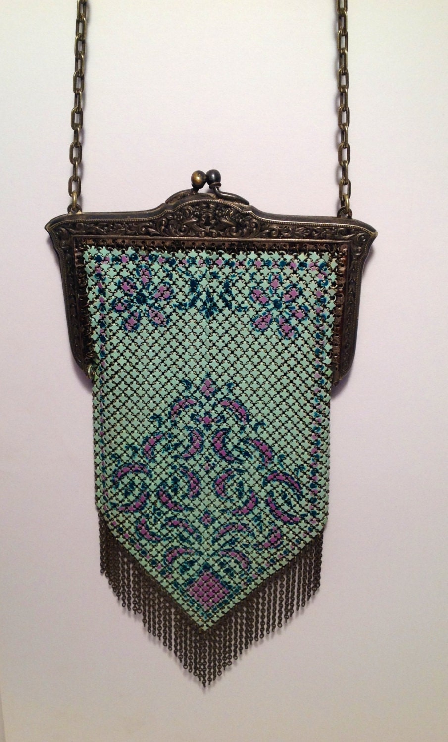 Antique evening purse Mandalian Mfg. Co metal mesh metal