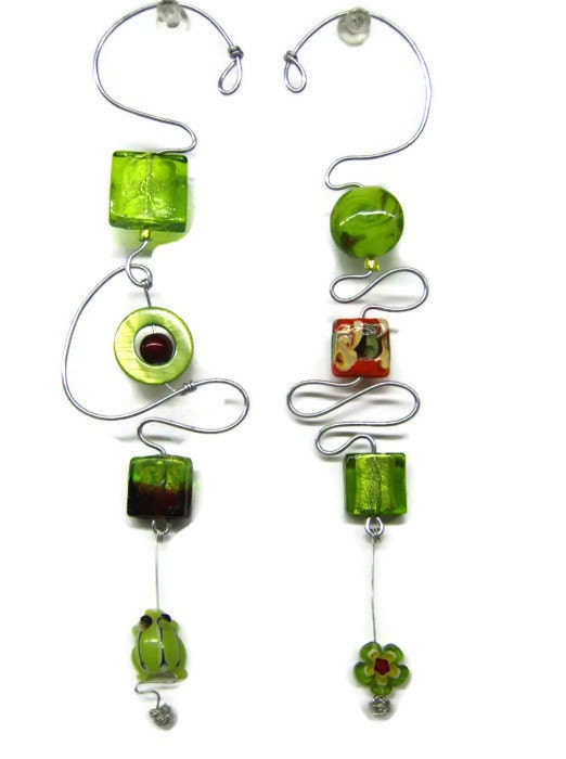 handmade ornament- wire, glass, lampwork and foil beads