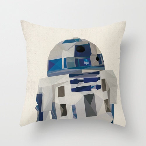 R2D2 Star Wars Pillow Cushion Cover Polygon Art by TheRetroInc