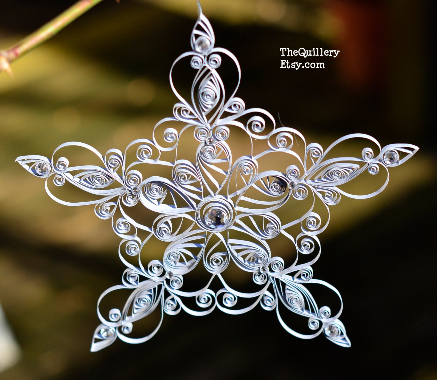 Handmade Quilled Silver Star Christmas Ornament or Decoration