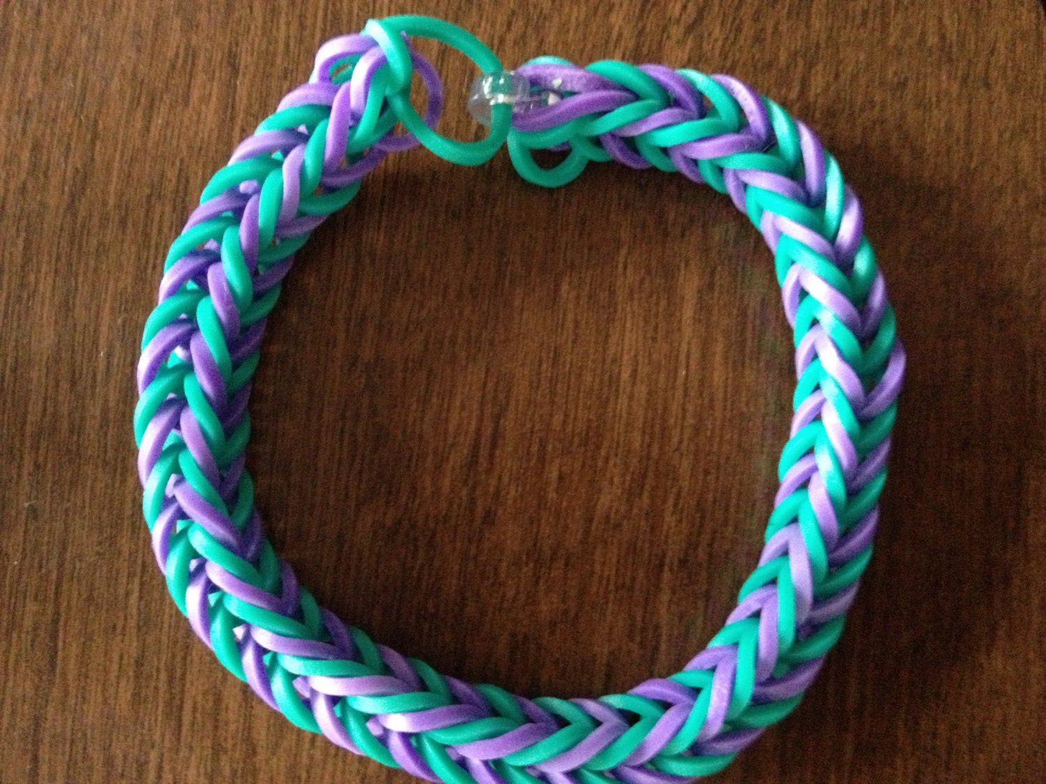 purple and blue fish tale rainbow loom bracelet