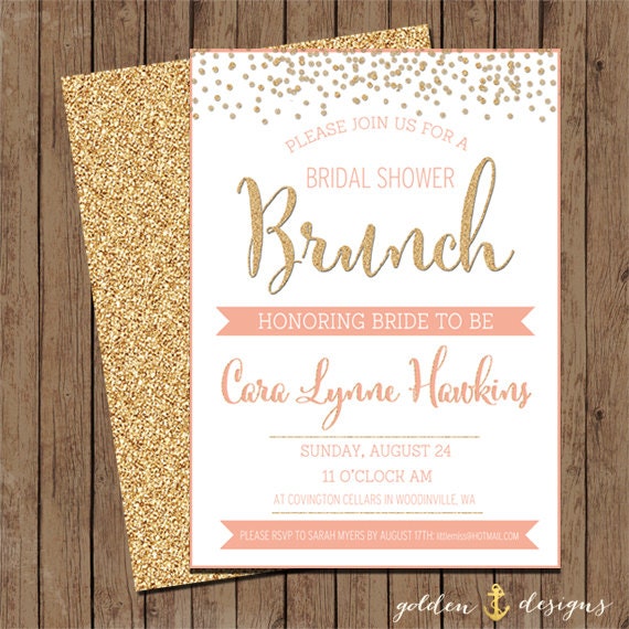 Modern Glitter Bridal Shower Invite By Goldenanchordesigns