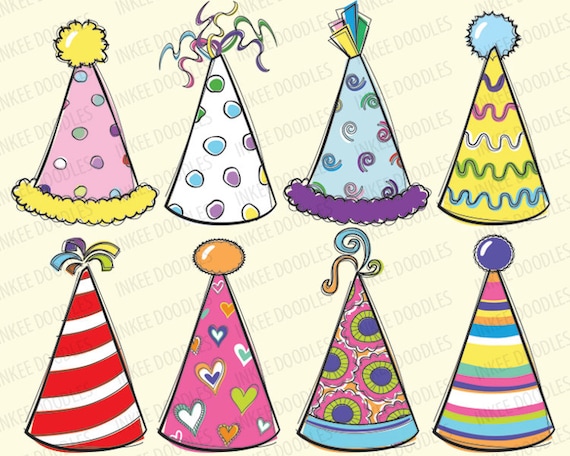 Items similar to Doodles Party Hats Cute kids birthday 