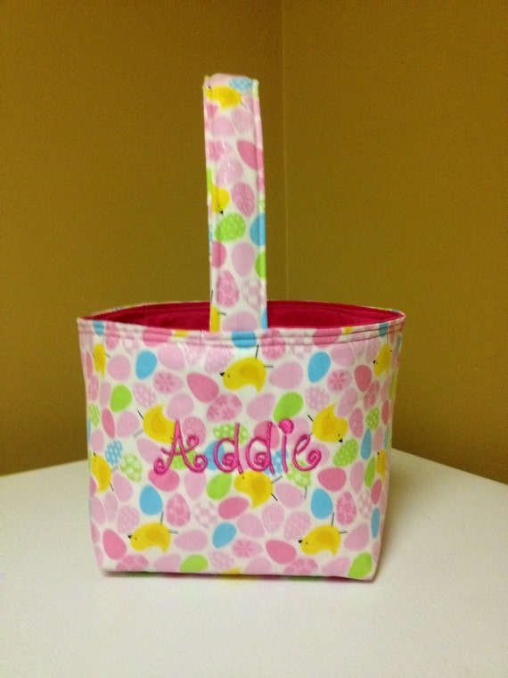 Items similar to Personalized fabric Easter basket on Etsy