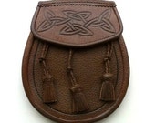 Vintage Scottish 1980's Celtic Knot Leather Day Sporran