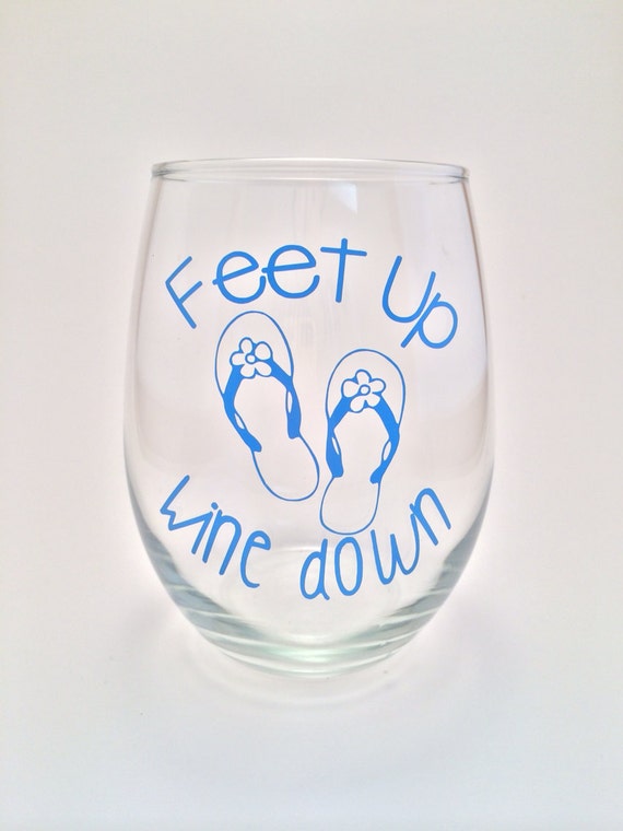 Beach Wine Glass Feet up Wine down Flip Flop Sandal Wine