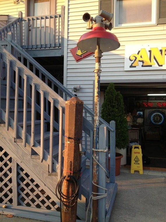 Items similar to Antique Gas Service Station Island Pole Red Enamel