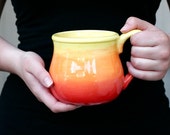 Tequila Sunrise Ombre Fire Mug - Red Orange Yellow Neon Bright Gradient - Coffee Tea Latte Spring Gift - Hand Painted - Made To Order